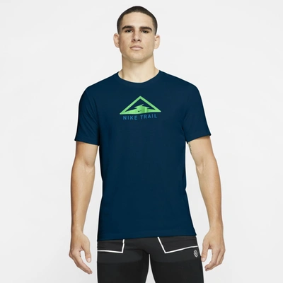 Shop Nike Dri-fit Trail Men's Trail Running T-shirt (valerian Blue) - Clearance Sale