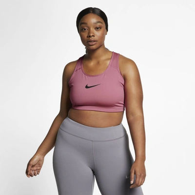 Shop Nike Swoosh Women's Medium-support Non-padded Sports Bra In Desert Berry,black