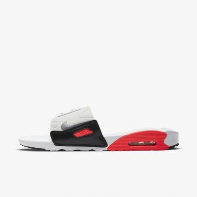 Shop Nike Air Max 90 Slide In White,infrared 23,pure Platinum,particle Grey