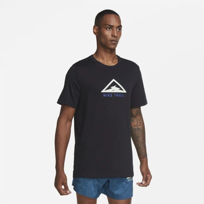 Shop Nike Dri-fit Trail Men's Trail Running T-shirt (black) - Clearance Sale In Black,pistachio Frost