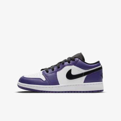 Shop Jordan Air  1 Low Big Kids' Shoe (court Purple) In Court Purple,white,hot Punch,black