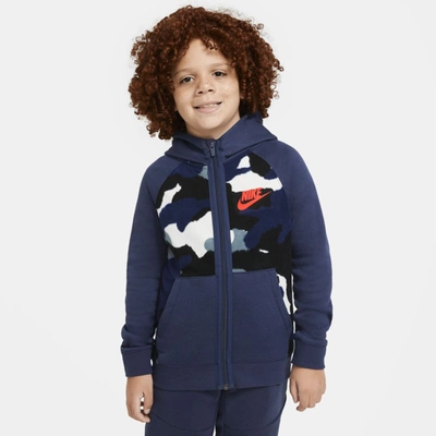 Shop Nike Sportswear Club Fleece Big Kids' Full-zip Hoodie In Midnight Navy,hyper Crimson