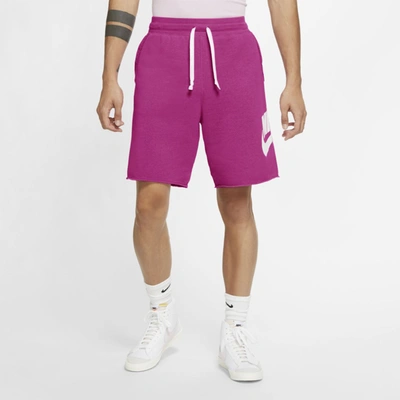 Shop Nike Sportswear Alumni Men's French Terry Shorts (active Fuchsia) In Active Fuchsia,white,white