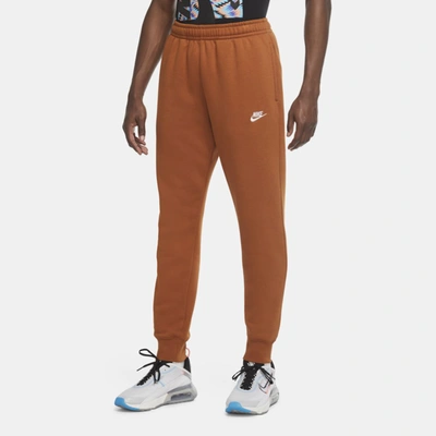 Shop Nike Sportswear Club Fleece Joggers In Tawny,tawny,white