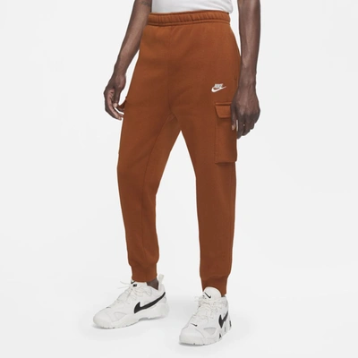 Shop Nike Sportswear Club Fleece Men's Cargo Pants (tawny) In Tawny,tawny,white