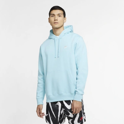 Shop Nike Sportswear Club Fleece Pullover Hoodie In Bleached Aqua,bleached Aqua,white