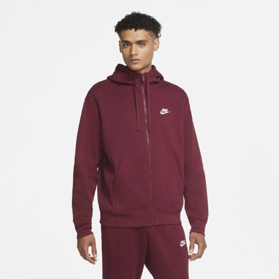 Shop Nike Sportswear Club Fleece Men's Full-zip Hoodie In Dark Beetroot,dark Beetroot,white