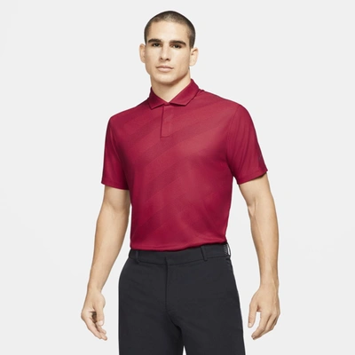 Shop Nike Dri-fit Tiger Woods Men's Striped Golf Polo In Team Red,team Red