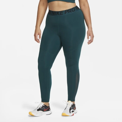 Shop Nike Pro Women's Tights In Dark Atomic Teal,cucumber Calm,black