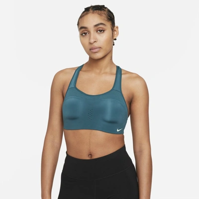 Shop Nike Dri-fit Alpha Women's High-support Sports Bra In Dark Atomic Teal,cucumber Calm,cucumber Calm