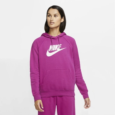 Shop Nike Sportswear Essential Women's Fleece Pullover Hoodie In Cactus Flower,white