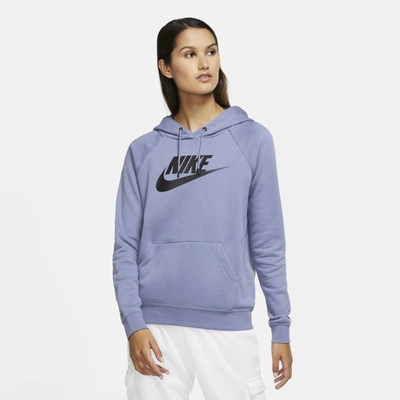 Shop Nike Sportswear Essential Women's Fleece Pullover Hoodie In World Indigo,black