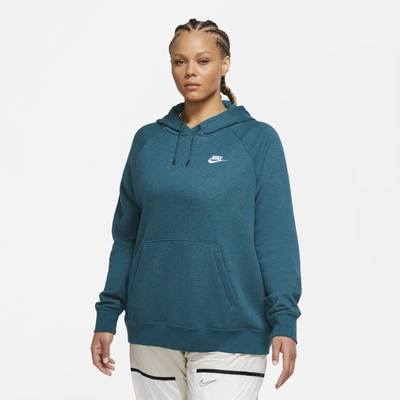 Shop Nike Women's  Sportswear Essential Fleece Pullover Hoodie (plus Size) In Green