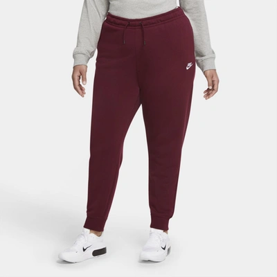 Shop Nike Sportswear Essential Women's Fleece Pants In Dark Beetroot,white
