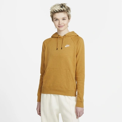 Shop Nike Sportswear Essential Women's Fleece Pullover Hoodie In Chutney,heather,white
