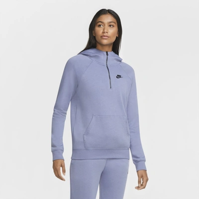 Shop Nike Sportswear Essential Women's 1/4-zip Hoodie In World Indigo,black