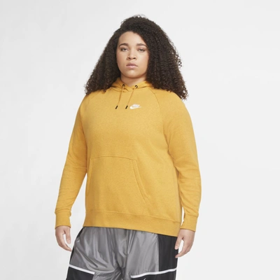 Shop Nike Women's  Sportswear Essential Fleece Pullover Hoodie (plus Size) In Yellow