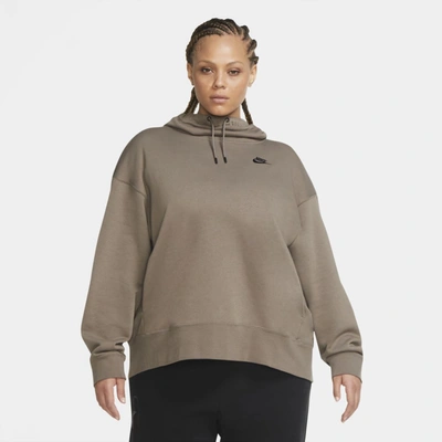 Shop Nike Sportswear Women's Fleece Hoodie In Olive Grey,black