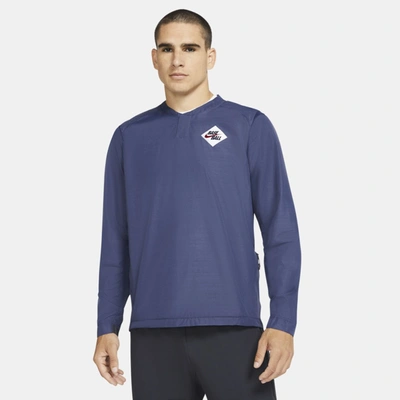 Shop Nike Men's Baseball Long-sleeve Windshirt In Midnight Navy,anthracite