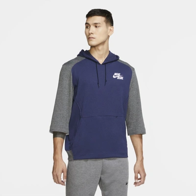 Nike Dri-fit Flux Men's 3/4-sleeve Baseball Hoodie In Midnight  Navy,charcoal Heather,white | ModeSens