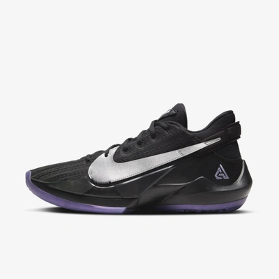 Shop Nike Zoom Freak 2 Basketball Shoes In Black,dusty Amethyst,ghost,metallic Silver
