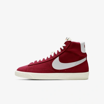 Shop Nike Blazer Mid Suede Big Kids' Shoe In Gym Red,sail,total Orange,white