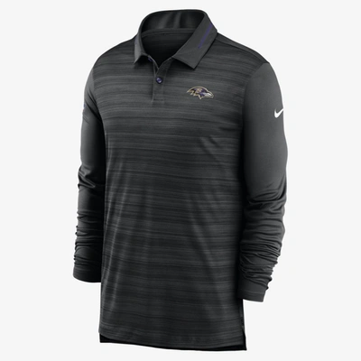 Shop Nike Logo Men's Long-sleeve Polo In Black
