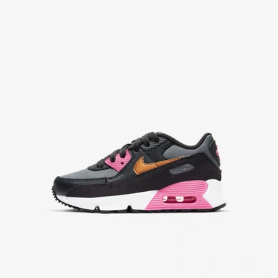 Shop Nike Air Max 90 Little Kidsâ Shoe (smoke Grey) In Smoke Grey,off Noir,pink Glow,metallic Copper