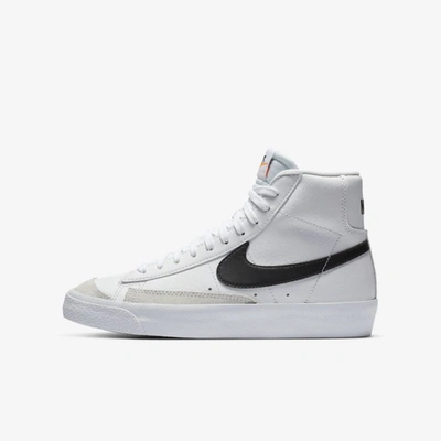 Shop Nike Blazer Mid '77 Big Kids' Shoes In White,total Orange,black