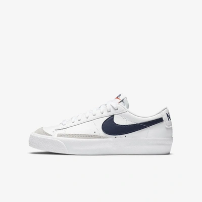Shop Nike Blazer Low '77 Big Kids' Shoe In White,total Orange,midnight Navy