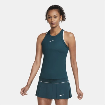 Shop Nike Court Dri-fit Women's Tennis Tank (dark Atomic Teal) In Dark Atomic Teal,white