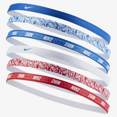 Shop Nike Printed Headbands (6 Pack) (blue)