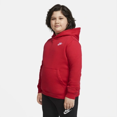 Shop Nike Sportswear Club Fleece Big Kids' (boys') Pullover Hoodie (extended Size) In Red