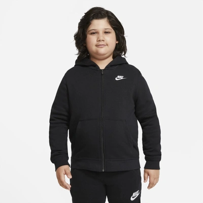 Shop Nike Sportswear Club Fleece Big Kids' (boys') Full-zip Hoodie (extended Size) In Black