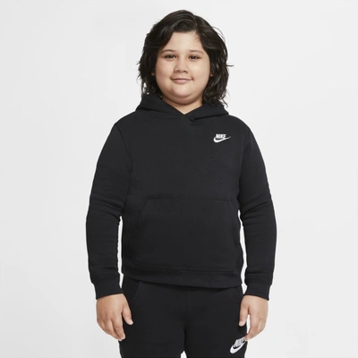 Shop Nike Sportswear Club Fleece Big Kids' (boys') Pullover Hoodie (extended Size) In Black