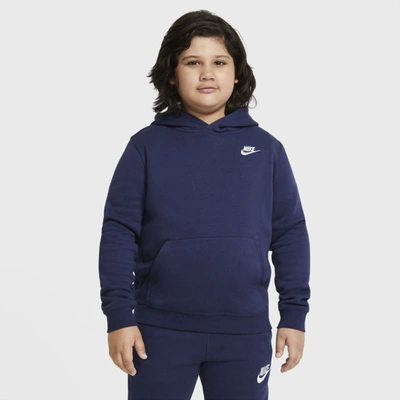 Shop Nike Sportswear Club Fleece Big Kids' (boys') Pullover Hoodie (extended Size) In Blue