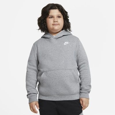 Shop Nike Sportswear Club Fleece Big Kids' (boys') Pullover Hoodie (extended Size) In Grey