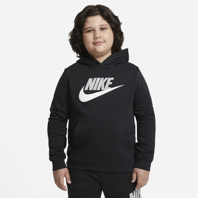 Shop Nike Sportswear Club Fleece Big Kids' (boys') Pullover Hoodie (extended Size) In Black