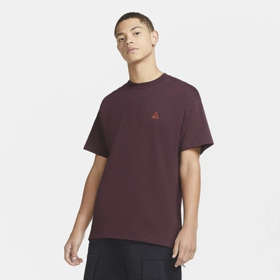 Shop Nike Acg Men's Short-sleeve T-shirt In Deep Burgundy,team Orange