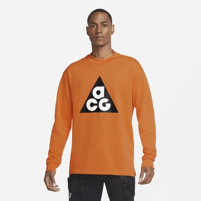 Shop Nike Acg Men's Long-sleeve T-shirt In Clay Orange,white