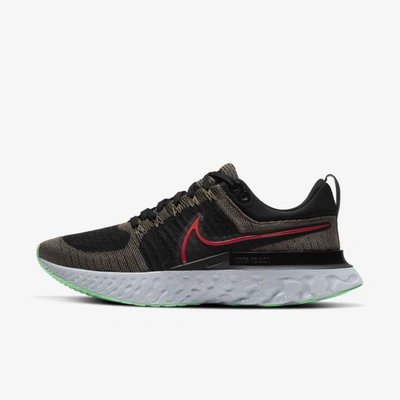 Shop Nike React Infinity Run Flyknit 2 Men's Road Running Shoes In Ridgerock,black,green Glow,chile Red
