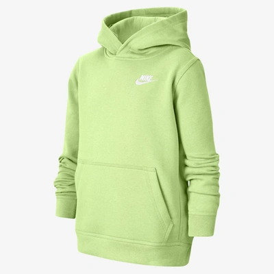 Shop Nike Sportswear Club Big Kids' Pullover Hoodie In Light Liquid Lime,white