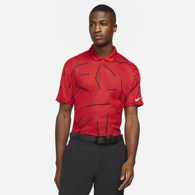 Shop Nike Dri-fit Tiger Woods Men's Golf Polo In Gym Red,black