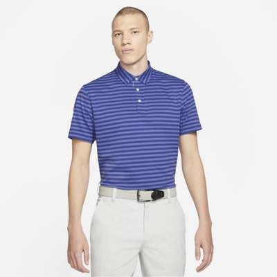 Shop Nike Dri-fit Player Men's Striped Golf Polo In Light Concord,sapphire,brushed Silver