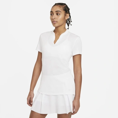 Shop Nike Breathe Women's Golf Polo In White,photon Dust