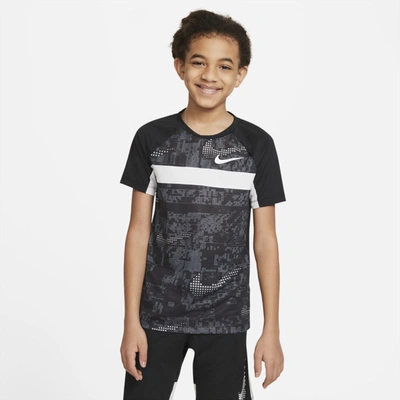 Shop Nike Dominate Big Kids' Short-sleeve Printed Training Top In Black,white,white
