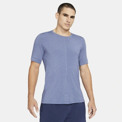 Shop Nike Yoga Dri-fit Men's Short-sleeve Top In Midnight Navy,ashen Slate,black