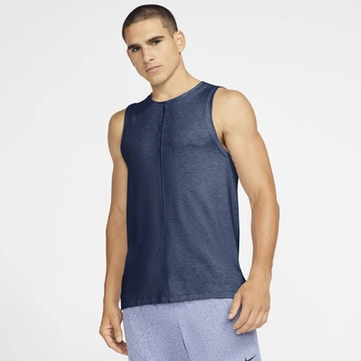 Shop Nike Men's  Yoga Tank Top In Blue