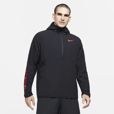 Nike Pro Men's 1/4-zip Hoodie In Black,bright Crimson | ModeSens