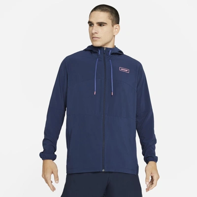 Shop Nike Sport Clash Men's Full-zip Training Jacket In Midnight Navy,sunset Pulse